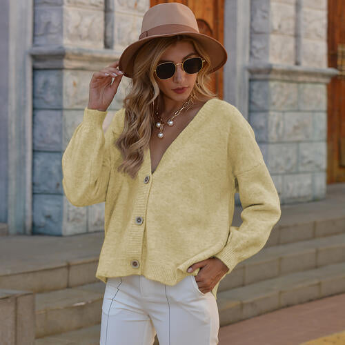 Noah Button Up V-Neck Long Sleeve Cardigan