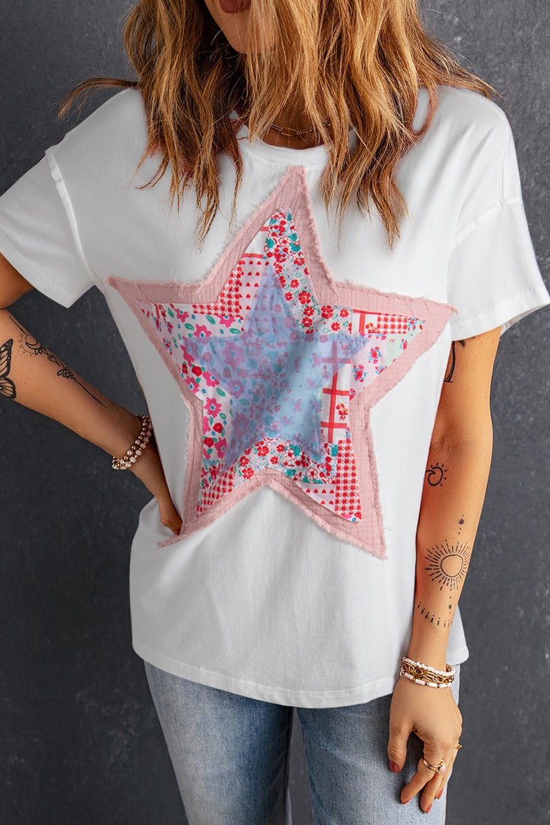 Betsy Star Round Neck Short Sleeve T-Shirt