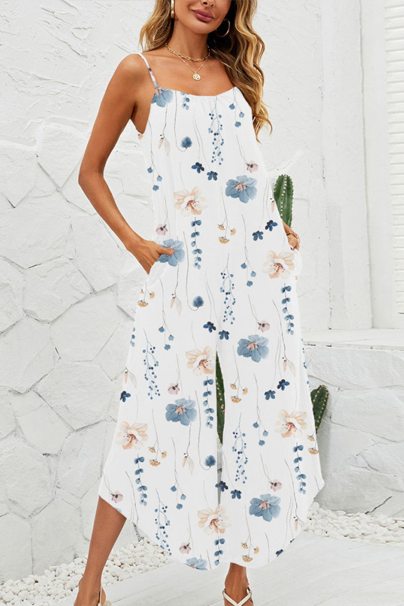 Trina Printed Scoop Neck Wide Leg Jumpsuit