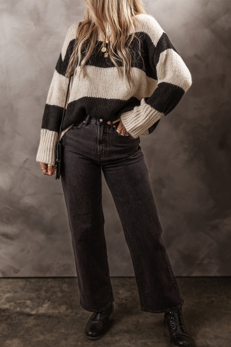 Brittany Color Block Round Neck Sweater