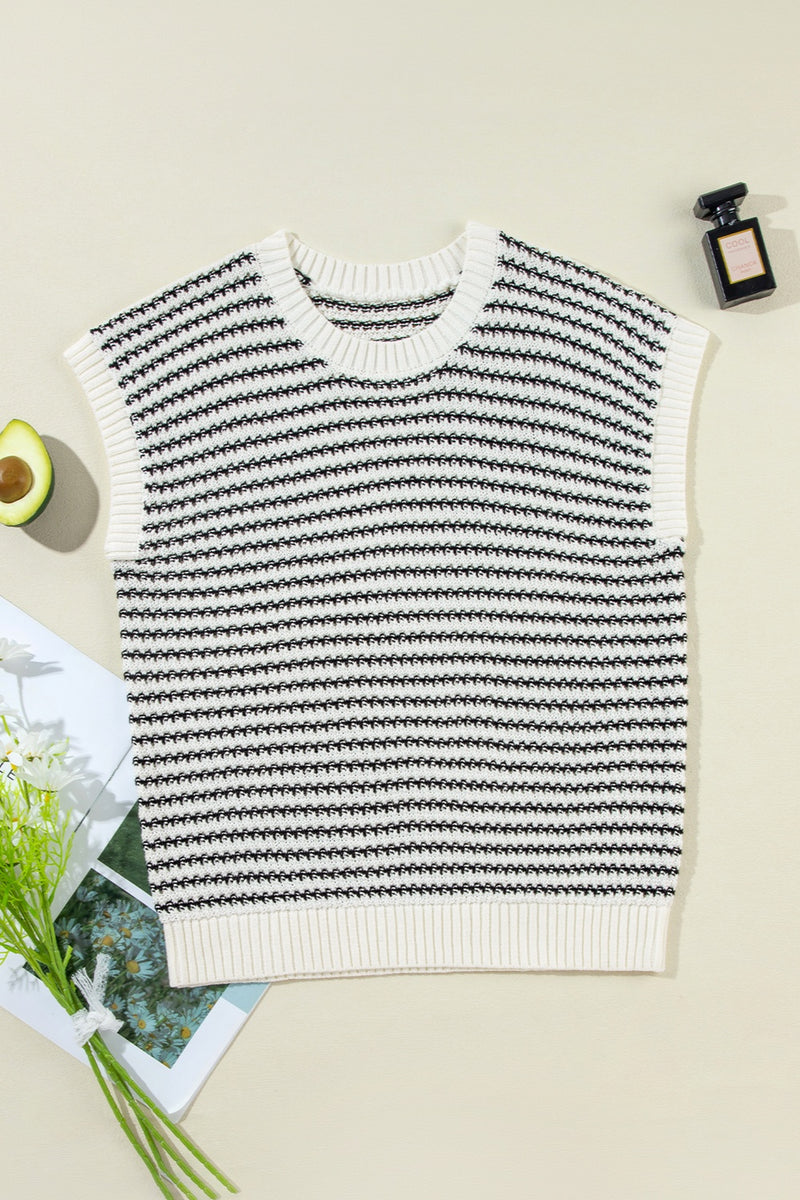 Sandy Striped Round Neck Sweater Vest