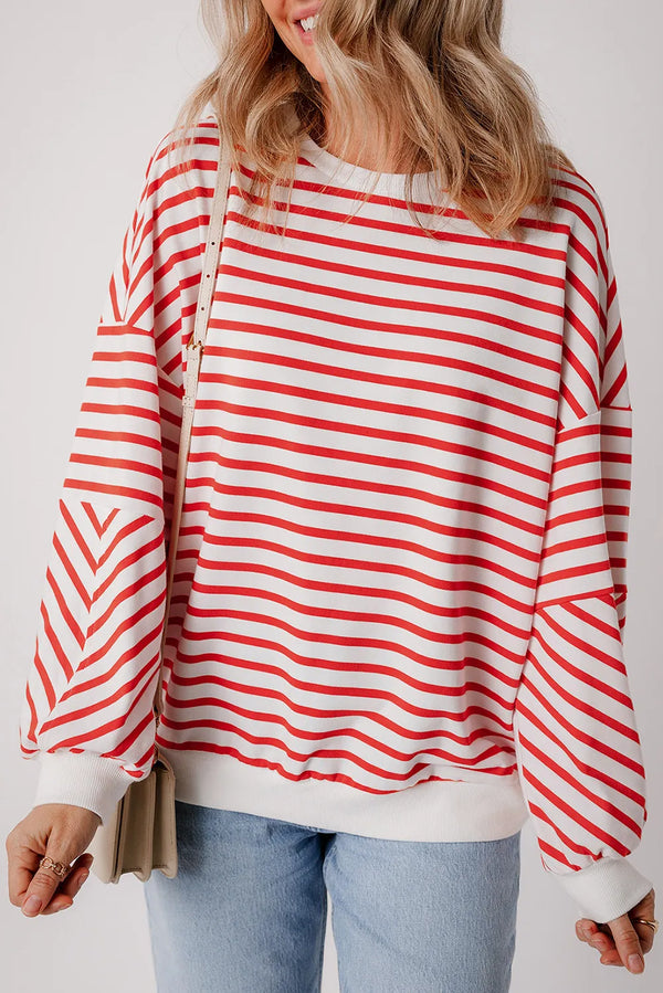 Daria Striped Dropped Shoulder Long Sleeve Sweatshirt