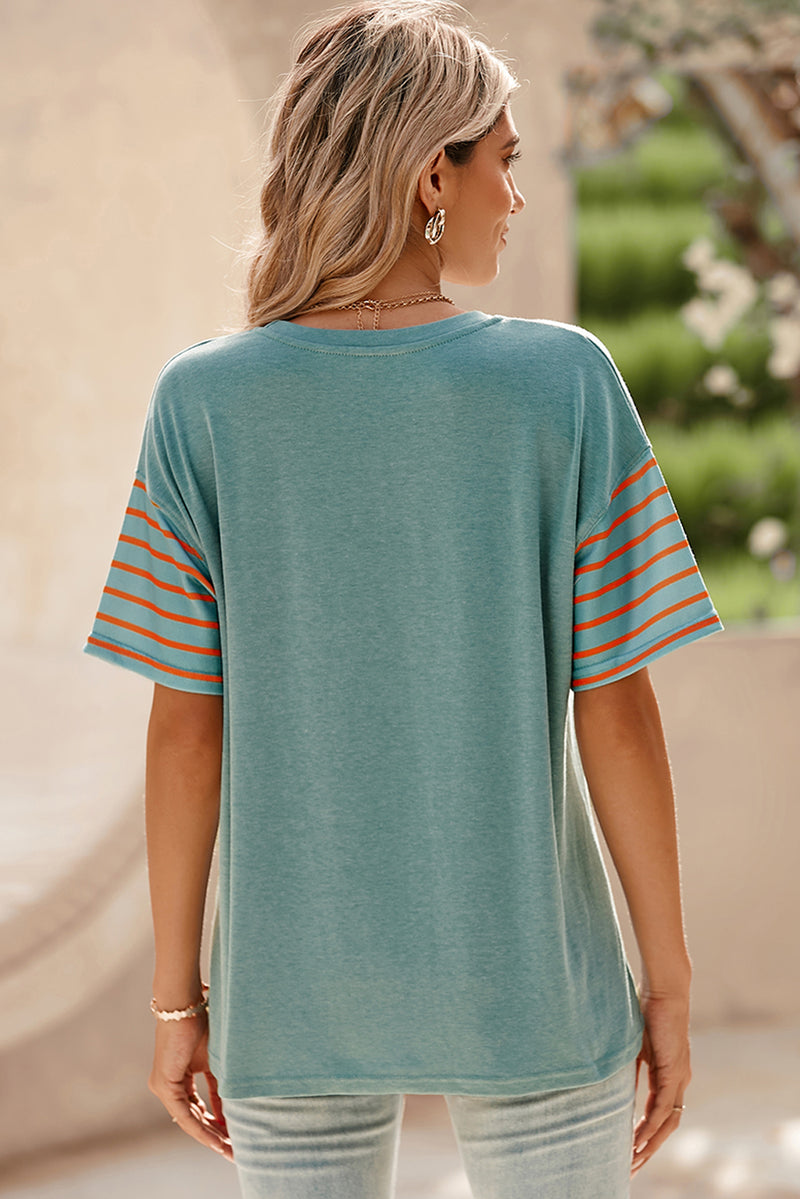 Anya Striped Round Neck Short Sleeve T-Shirt