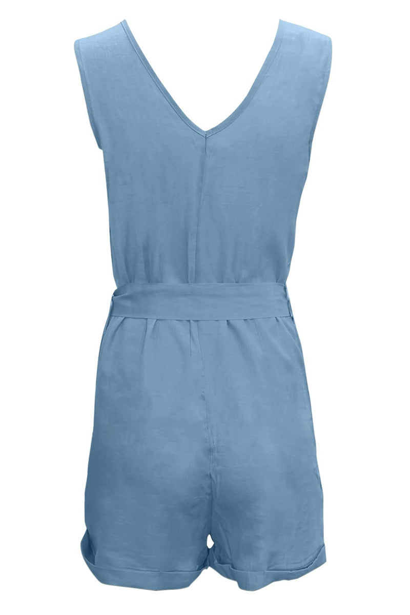 Holland Full Size Tied V-Neck Sleeveless Romper with Pockets