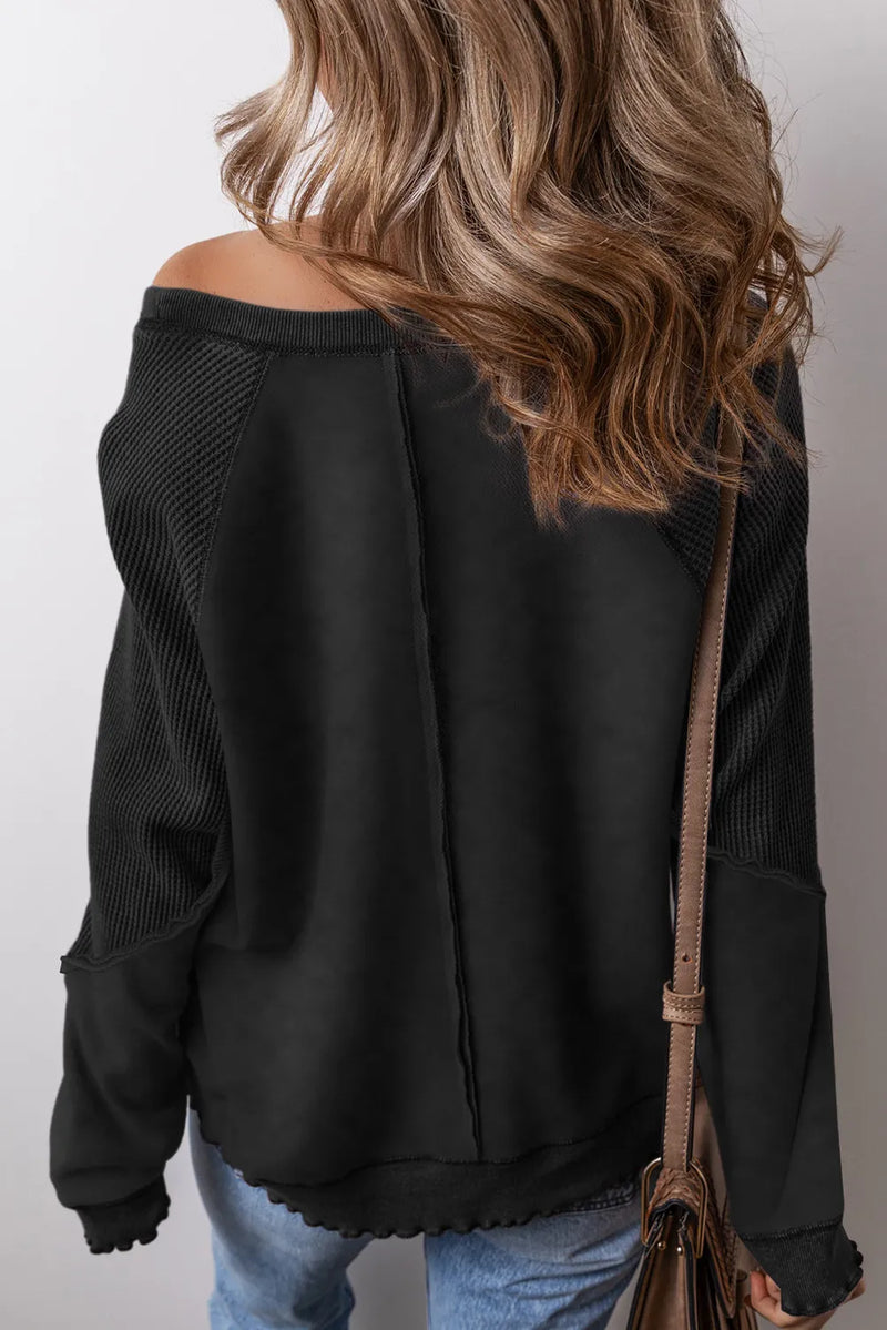 Karina Exposed Seam Long Sleeve Sweatshirt