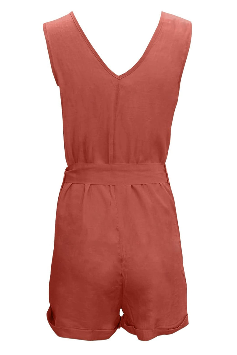 Holland Full Size Tied V-Neck Sleeveless Romper with Pockets