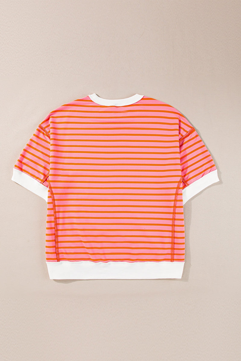 Lisa Striped Round Neck Half Sleeve T-Shirt