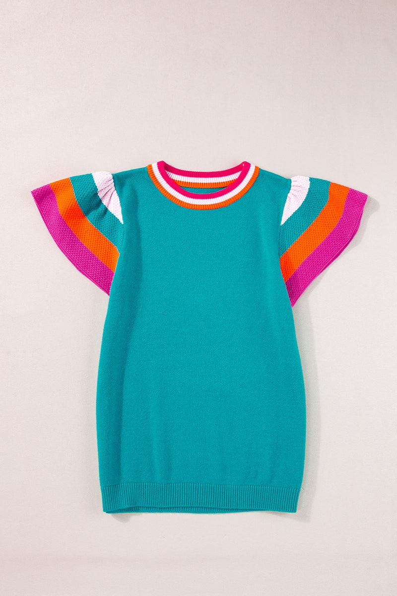 Blaire Color Block Round Neck Knit Top