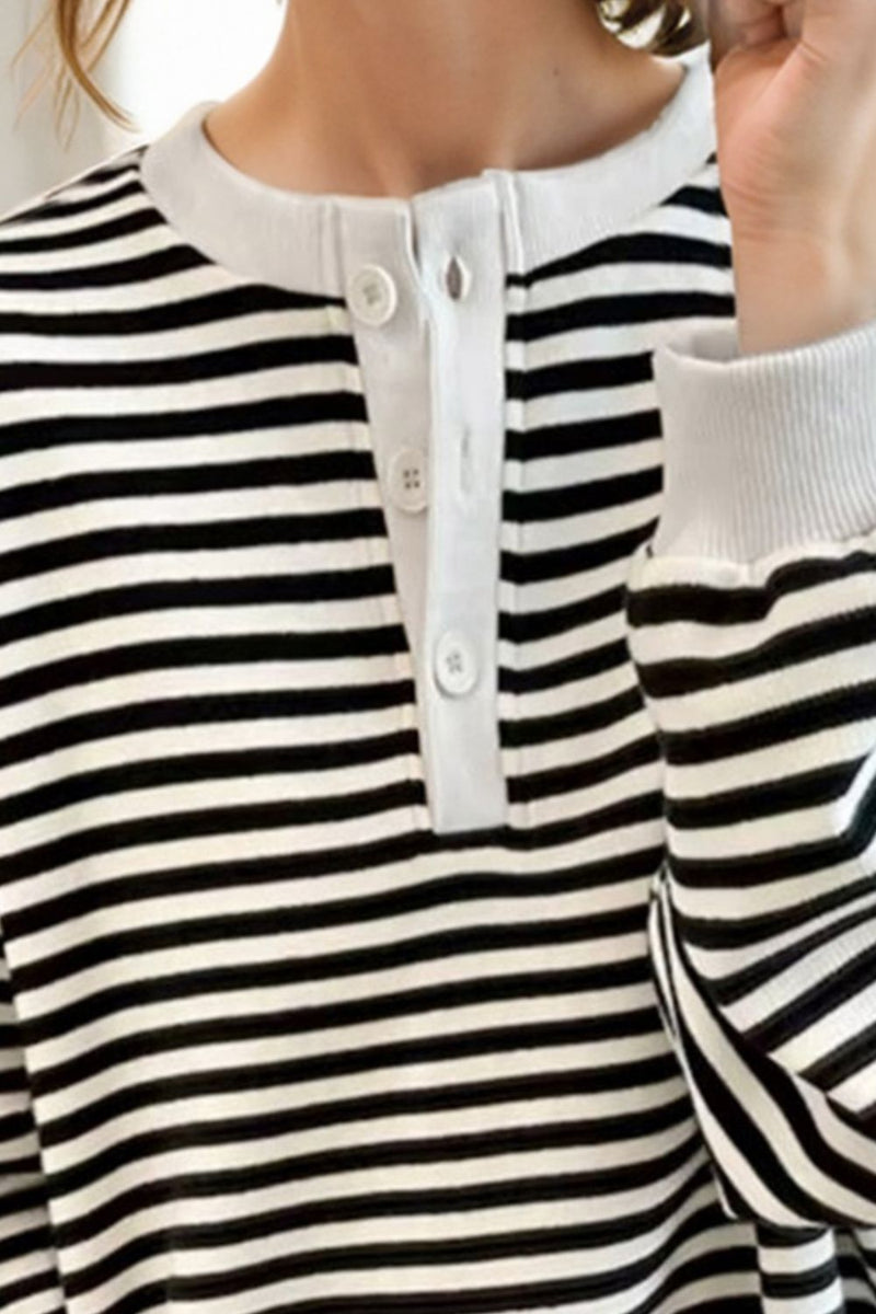 Julia Striped Dropped Shoulder Long Sleeve Sweatshirt