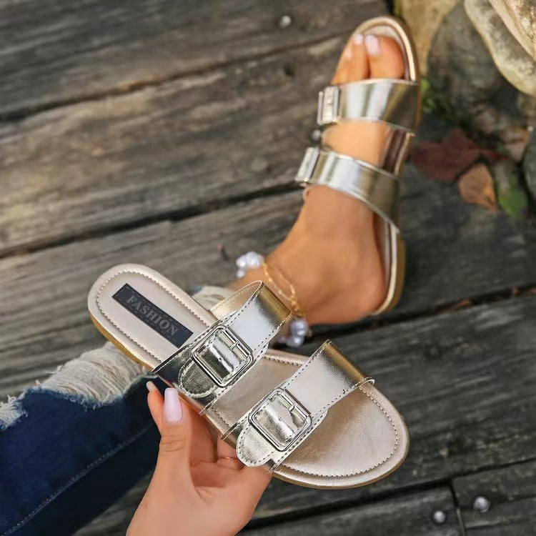 Lanie Open Toe Double Buckle Sandals