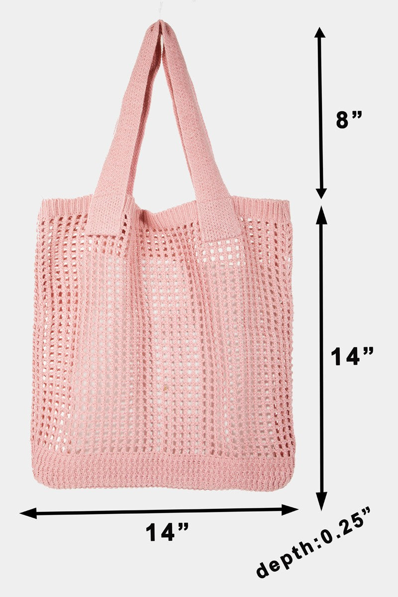 Kinsley Pointelle Knit Crochet Tote Bag