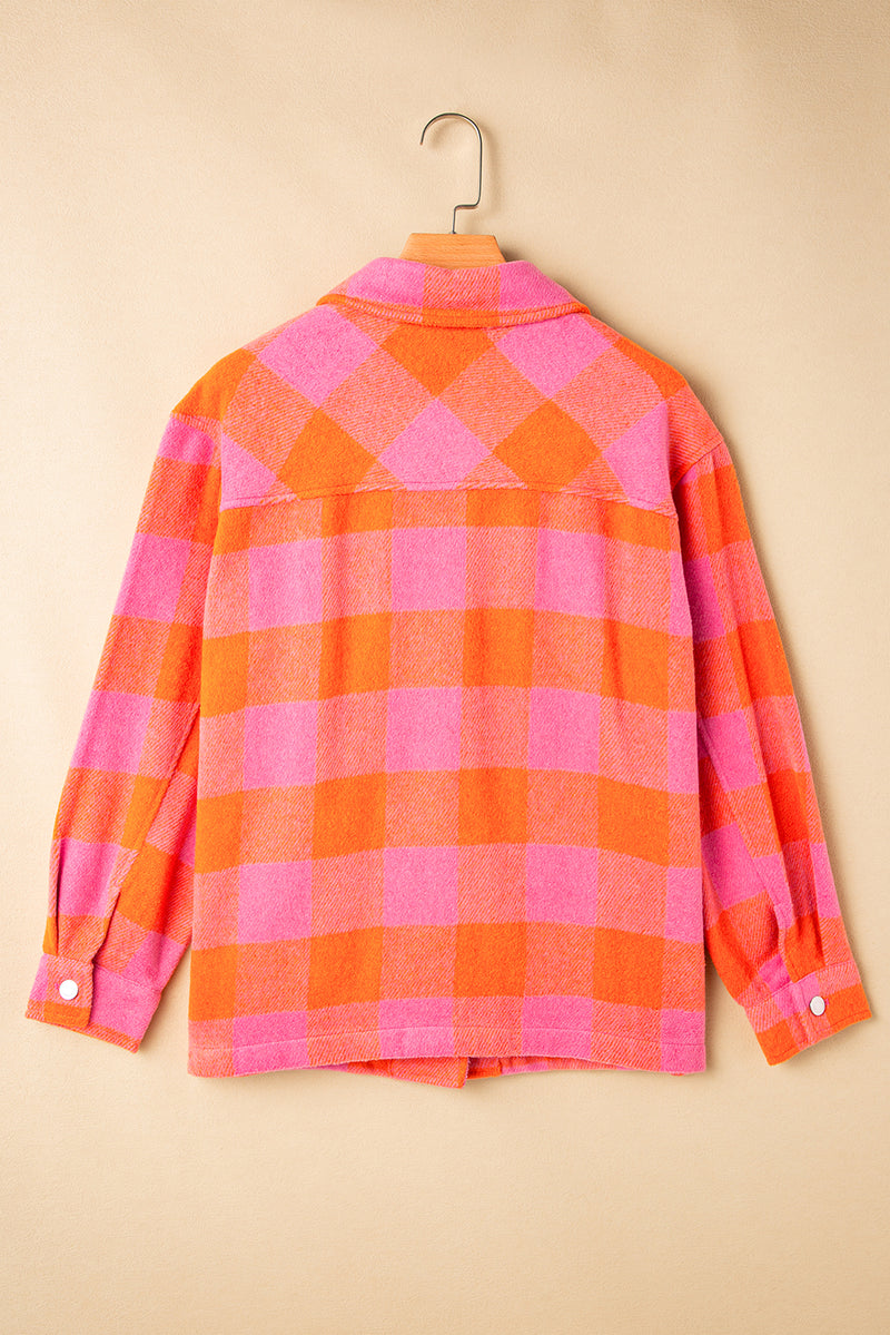 Patsie Plaid Collared Neck Button Up Jacket