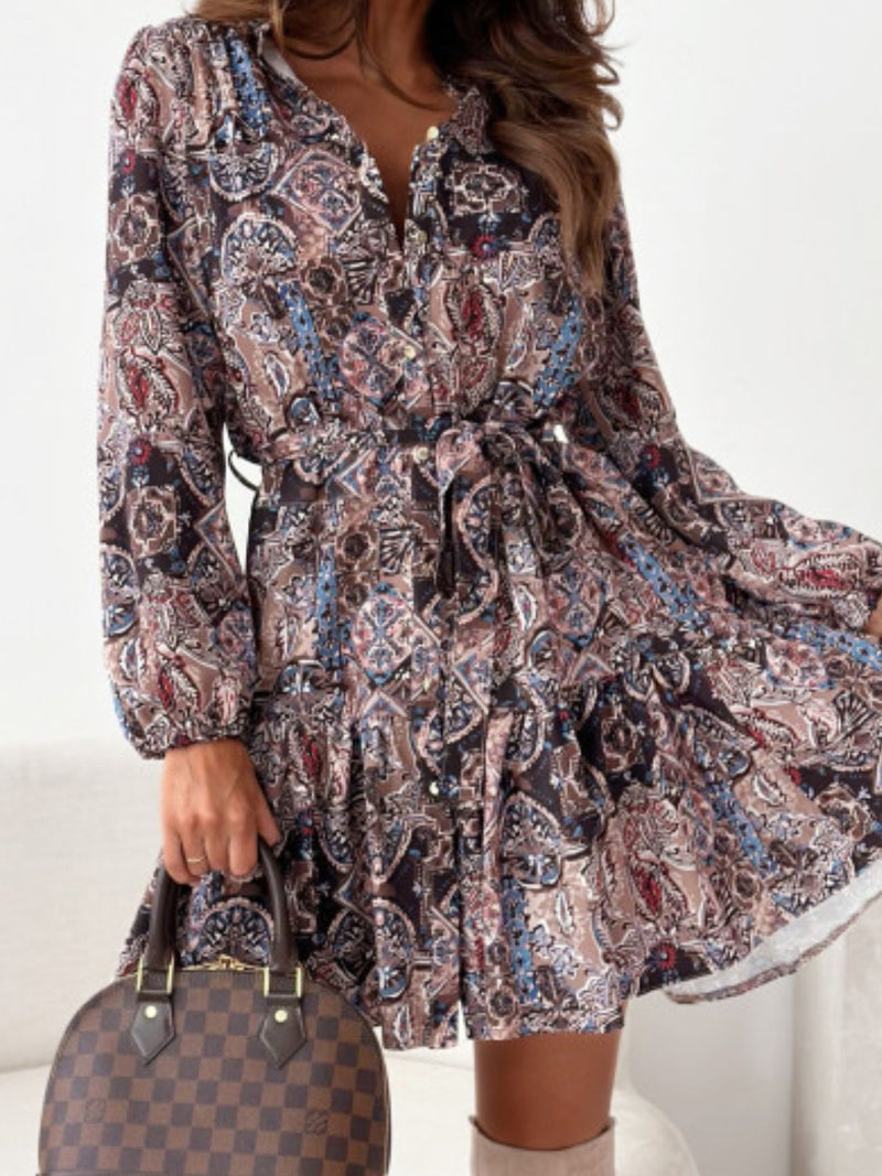 Leona Ruffle Hem Floral Long Sleeve Dress