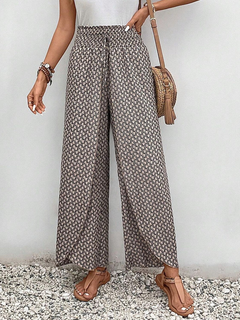 Tally Tied Printed Wide Leg Pants