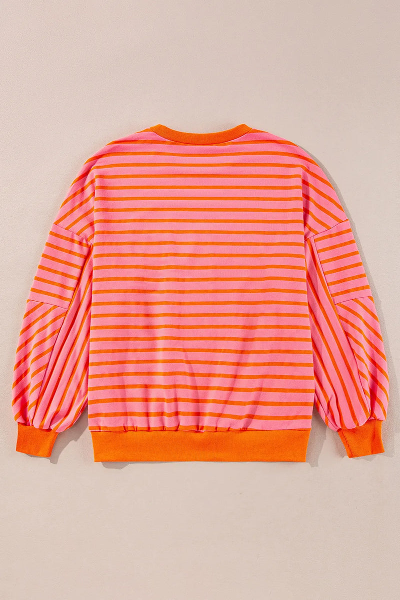 Daria Striped Dropped Shoulder Long Sleeve Sweatshirt