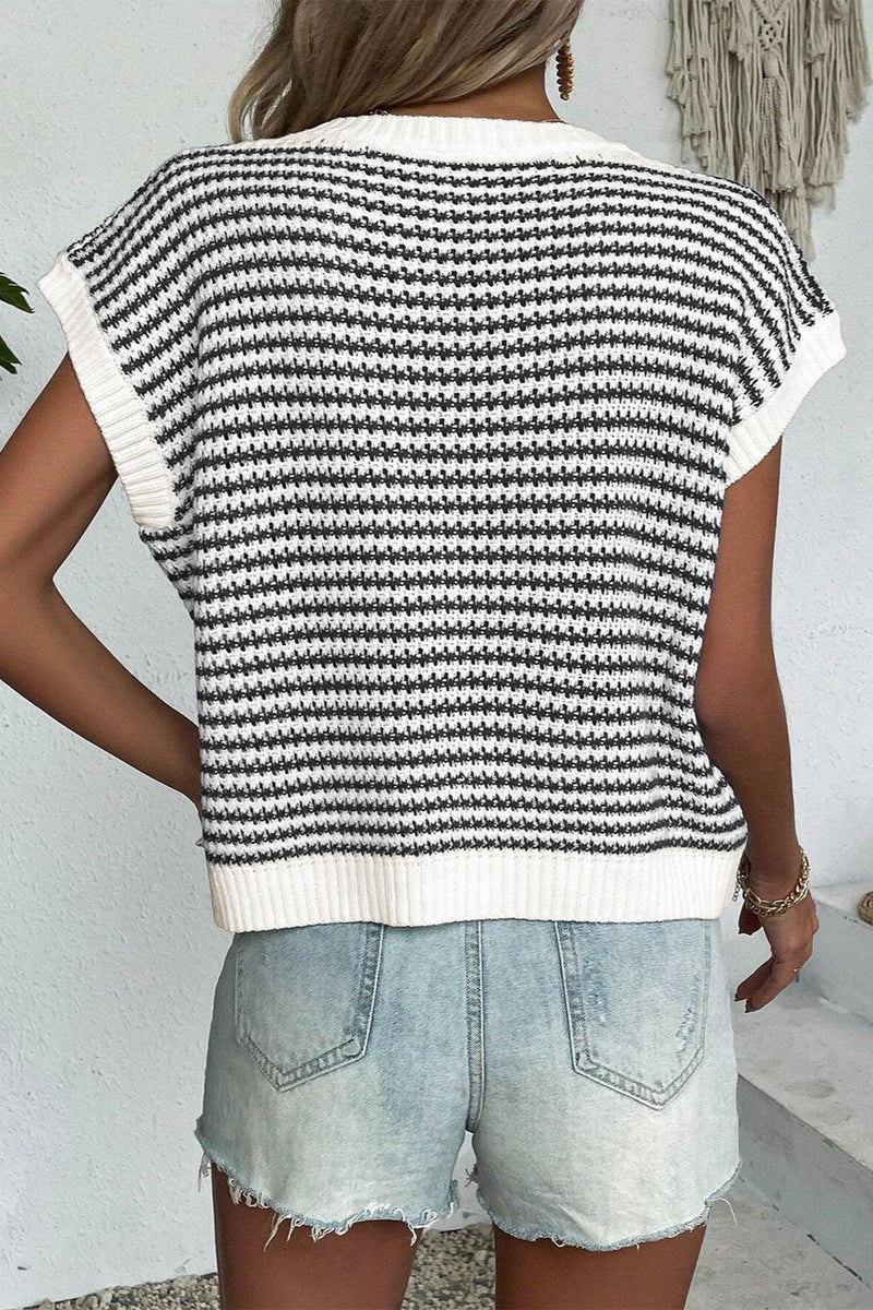 Sandy Striped Round Neck Sweater Vest