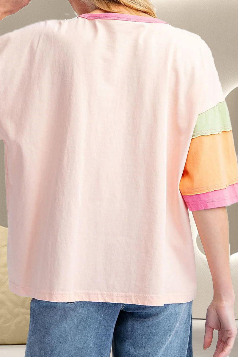 Lorna Color Block Round Neck Half Sleeve T-Shirt