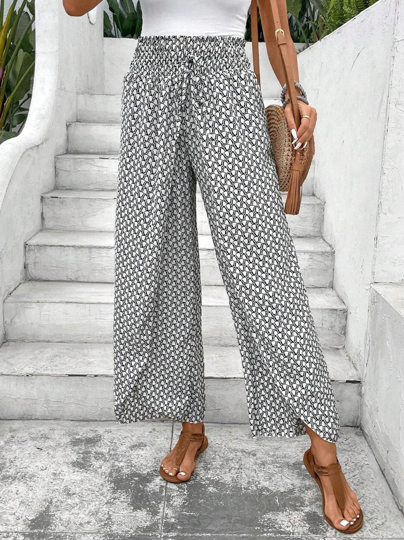 Tally Tied Printed Wide Leg Pants