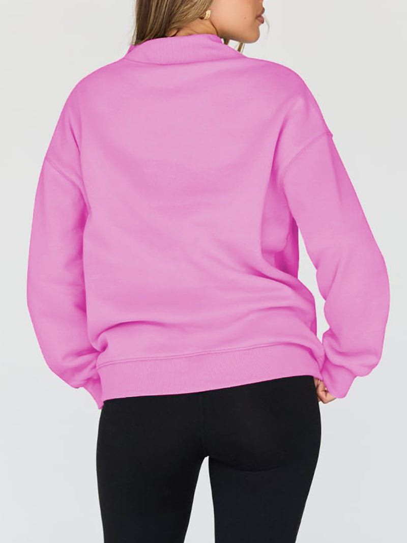 Mock Neck Drop Shoulder Long Sleeve Sweatshirt