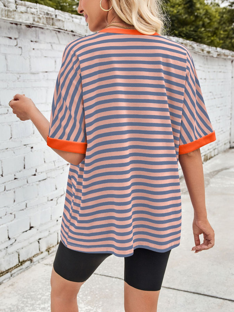 Tanya Lovelet Striped Round Neck Half Sleeve T-Shirt