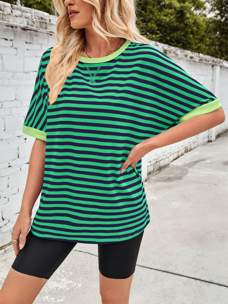 Tanya Lovelet Striped Round Neck Half Sleeve T-Shirt