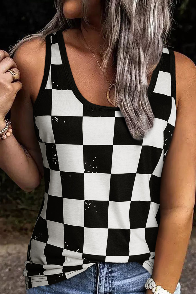 Keyley Checkered Scoop Neck Tank