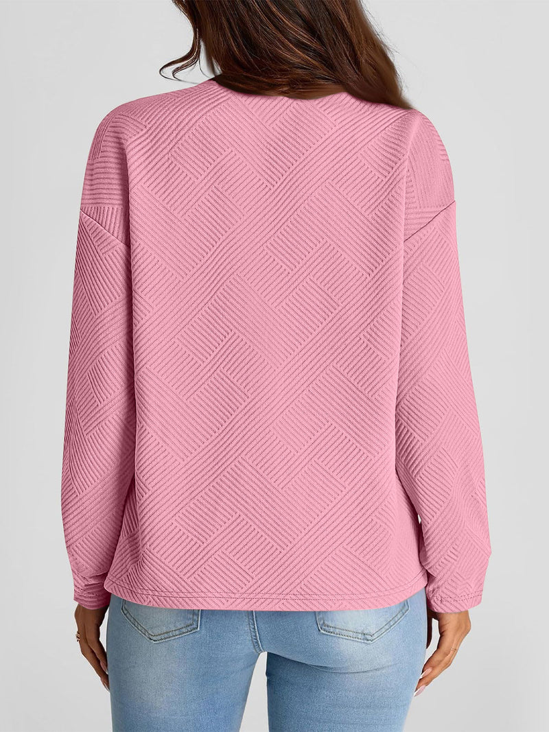 Jennie Full Size Texture Round Neck Long Sleeve Sweatshirt