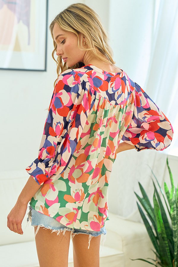 Theo Full Size Floral Button Down Satin Shirt