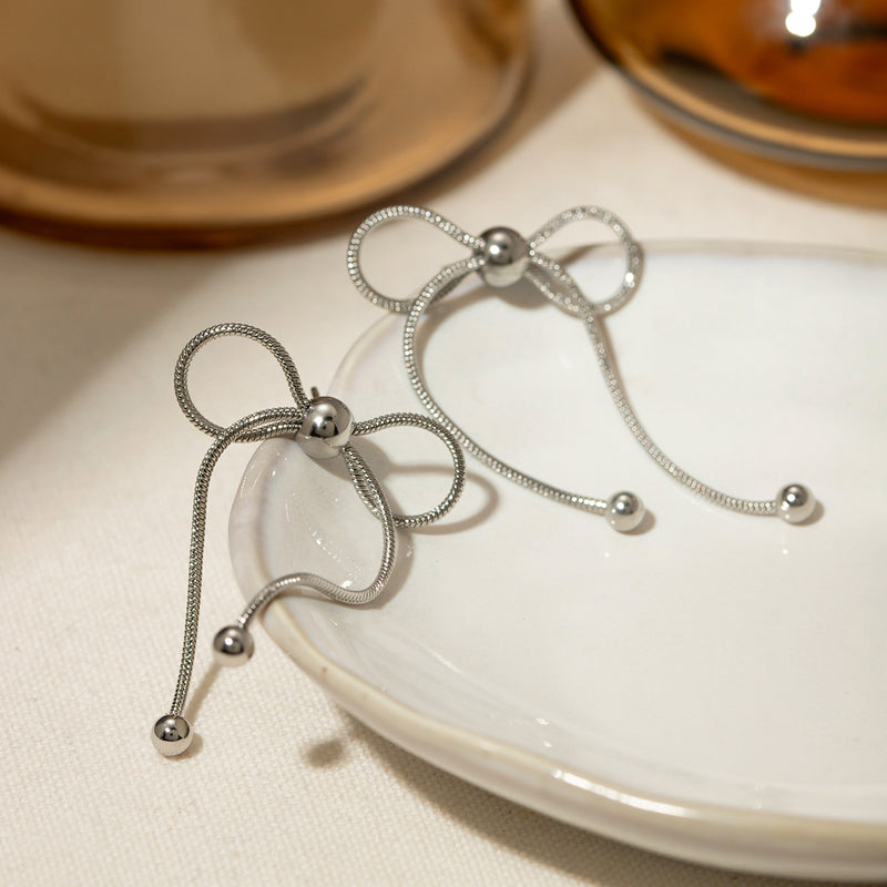 Emmett Stainless Steel Bow Earrings