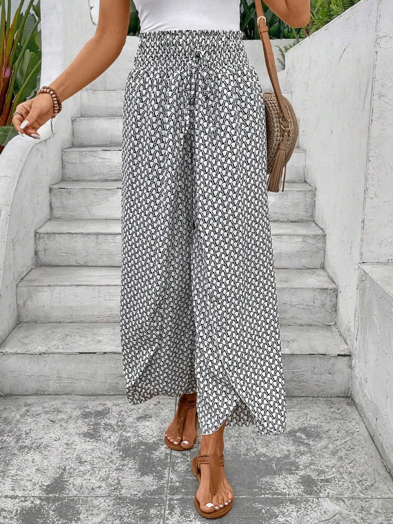 Tally Tied Printed Wide Leg Pants