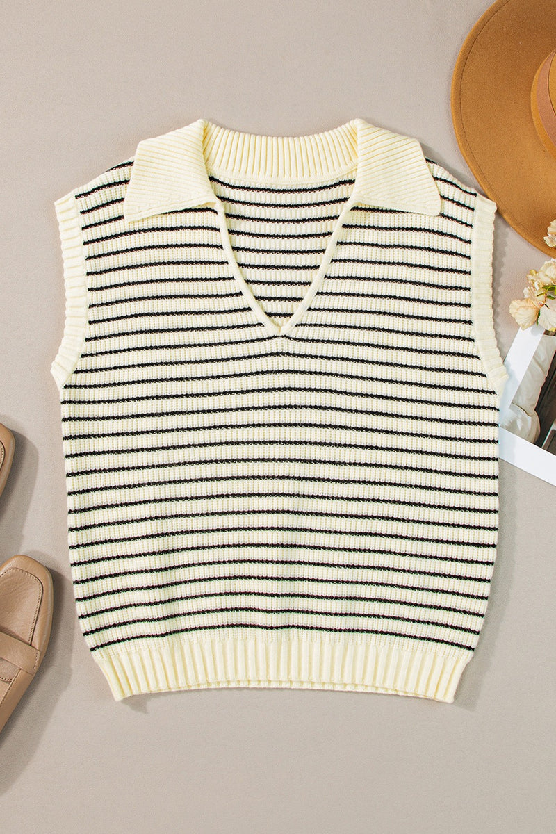 Madelyn Striped Collared Neck Tank