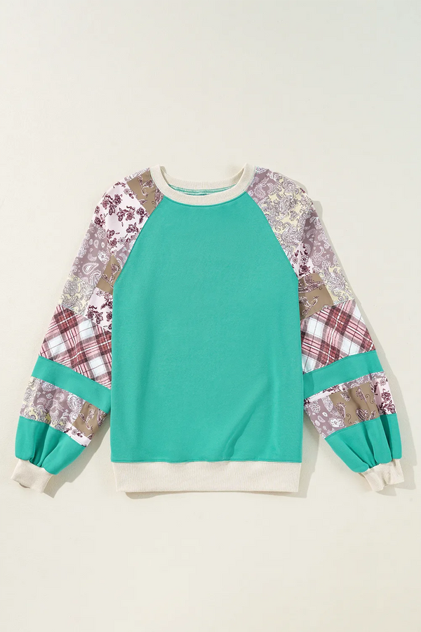 Rosemary Printed Round Neck Long Sleeve Blouse