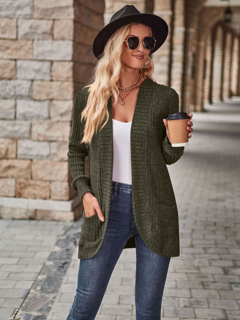 Kristina Open Front Cardigan with Pockets