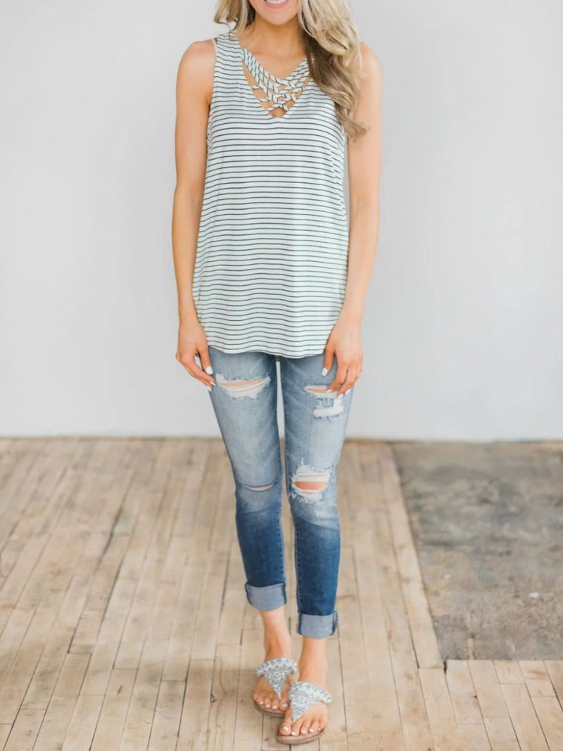 Marnie High-Low Striped Tank