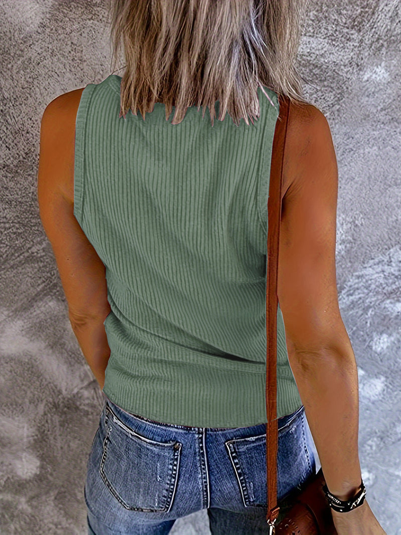 Whitney Ribbed V-Neck Wide Strap Tank