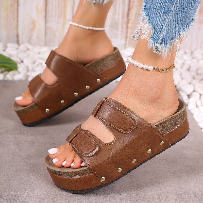 August Leather Studded Platform Sandals