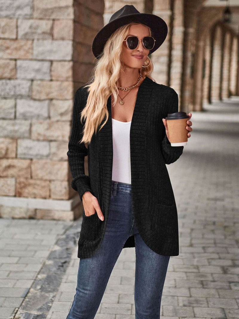 Kristina Open Front Cardigan with Pockets