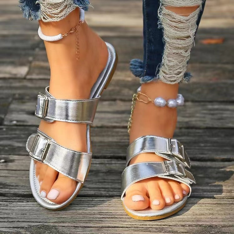 Lanie Open Toe Double Buckle Sandals