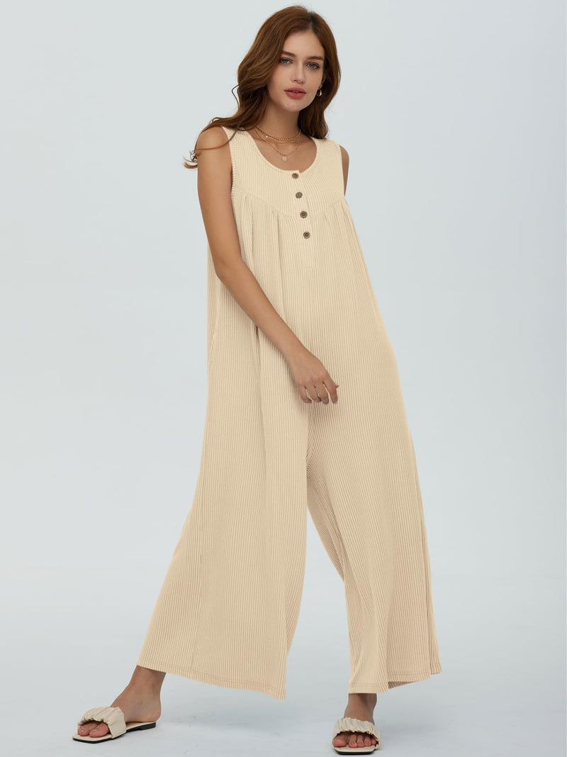 Sawyer Round Neck Wide Strap Jumpsuit