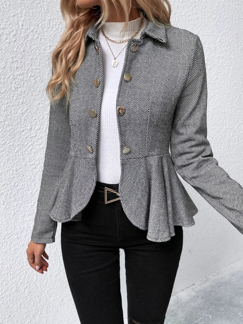 Islah Ruffle Hem Collared Blazer