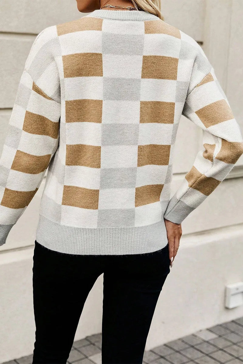 Chelsie Color Block Round Neck Sweater