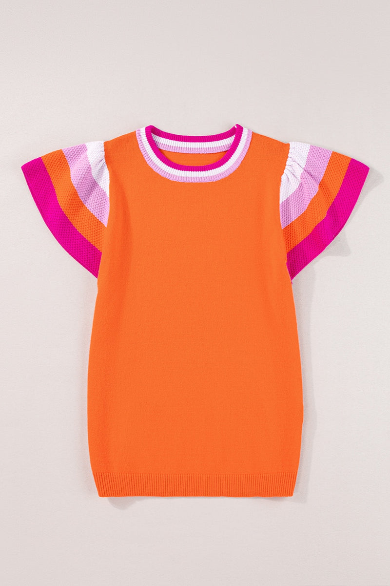 Blaire Color Block Round Neck Knit Top