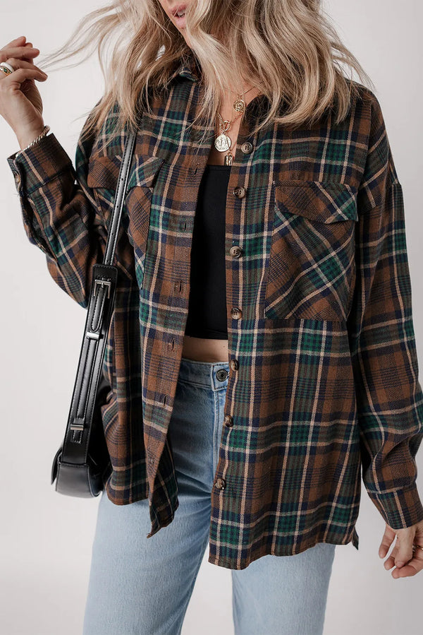 Vanessa Plaid Button Up Long Sleeve Jacket