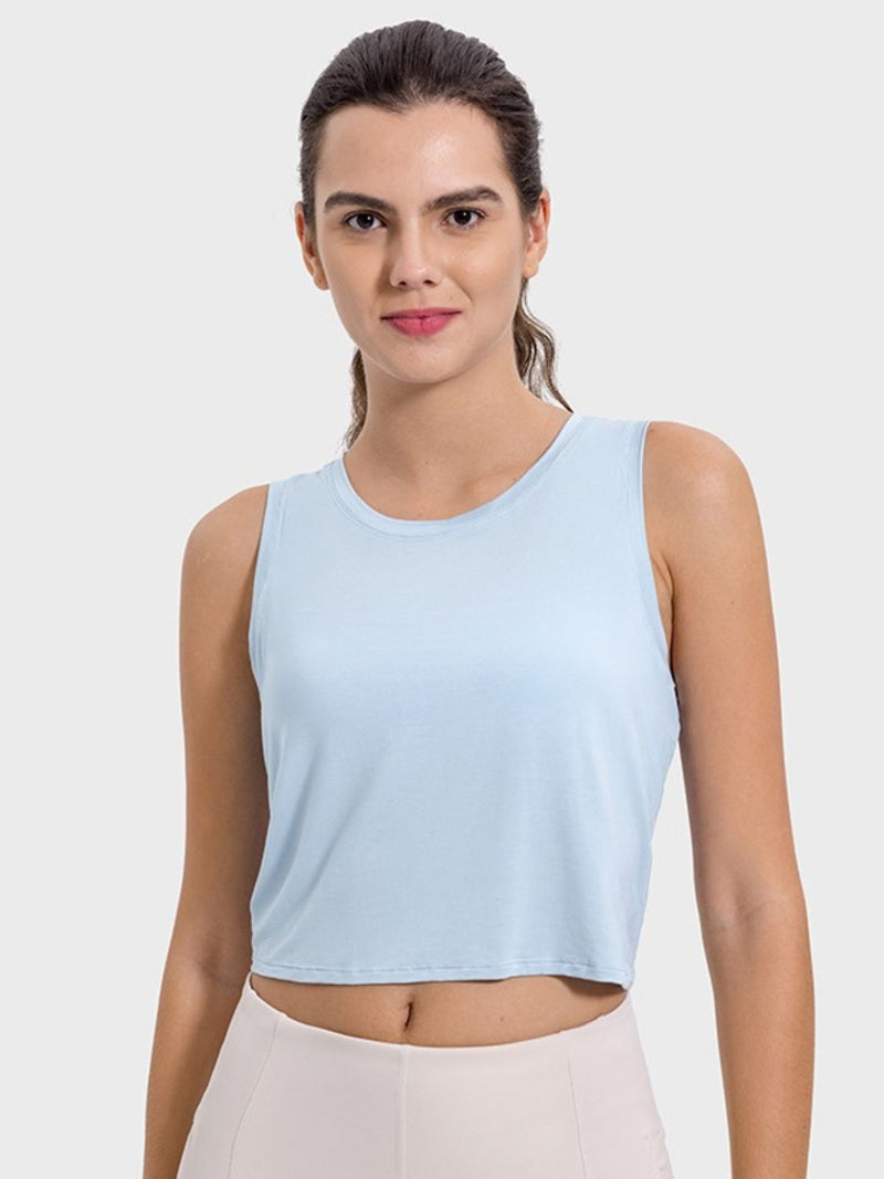 Juniper Drawstring Cutout Round Neck Active Tank