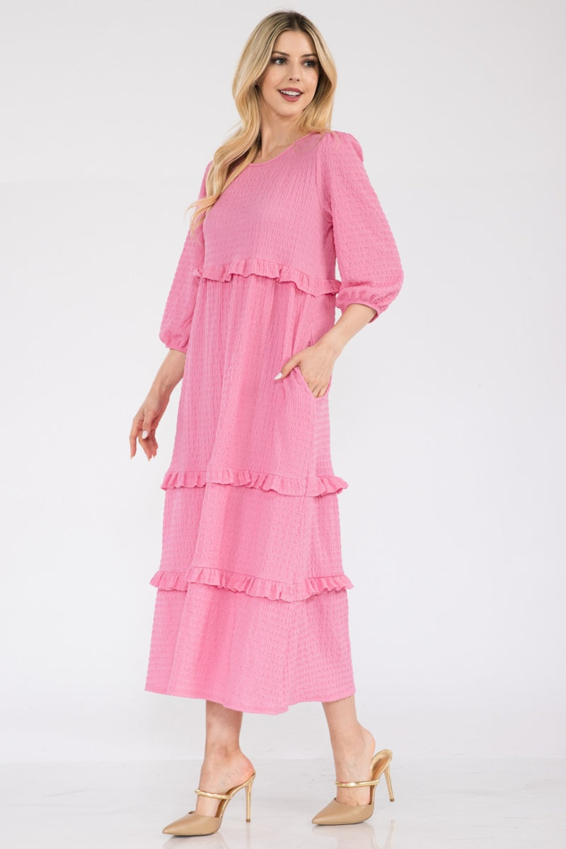 Kylie Full Size Tiered-Ruffle Midi Dress