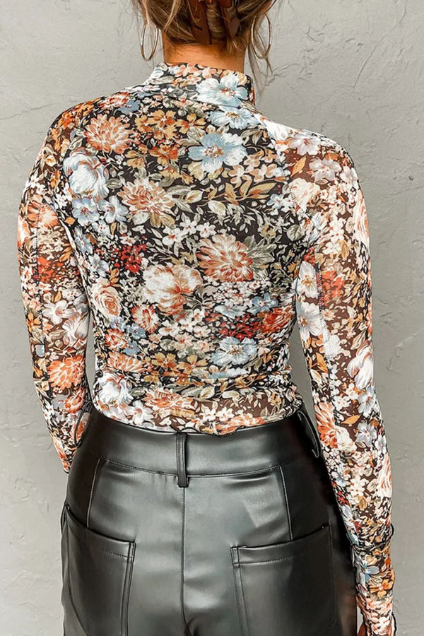 Lola Floral Mock Neck Long Sleeve Top