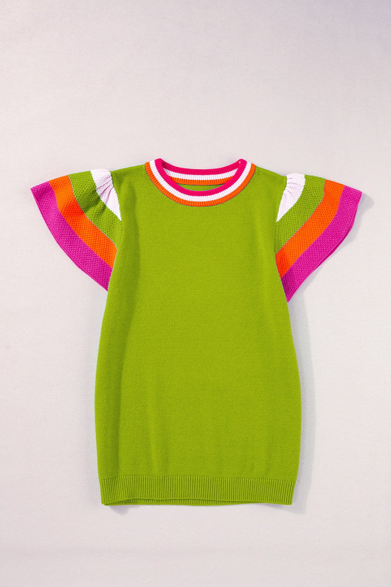 Blaire Color Block Round Neck Knit Top