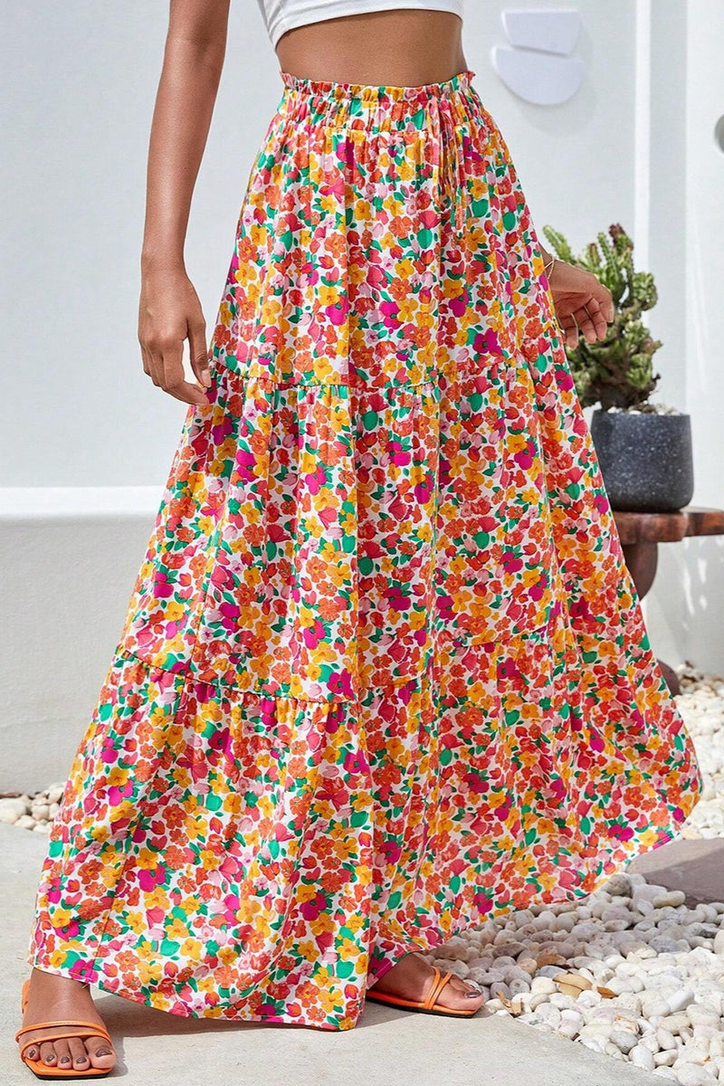 Vera Printed Elastic Waist Maxi Skirt