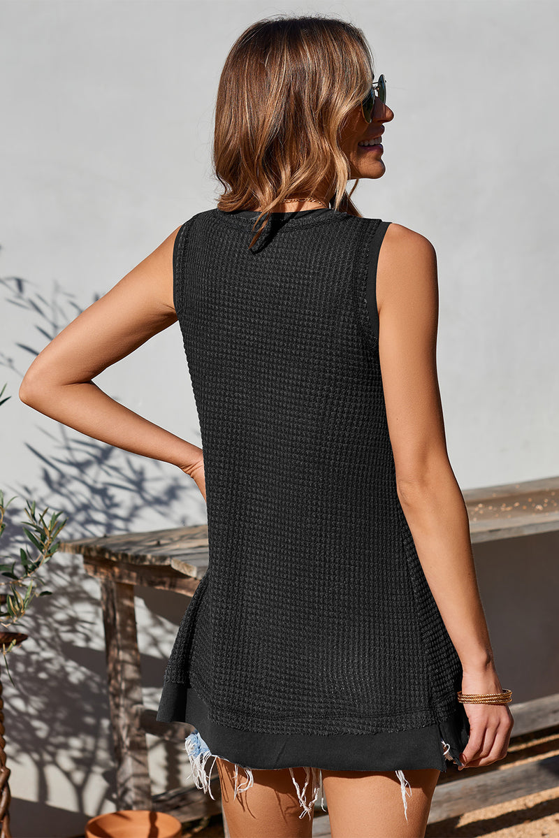 Merrick Waffle-Knit Wide Strap Tank