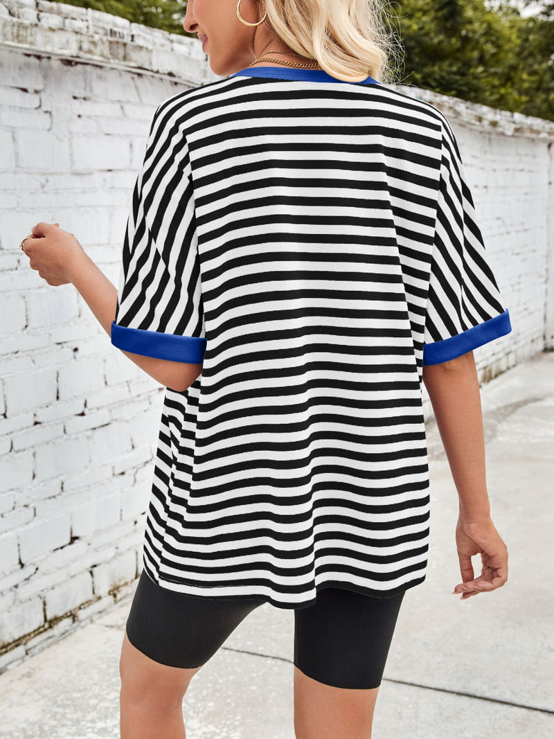 Tanya Lovelet Striped Round Neck Half Sleeve T-Shirt